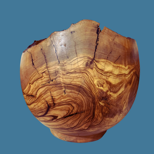 Vaso decorativo in legno d'olivo tornito a mano