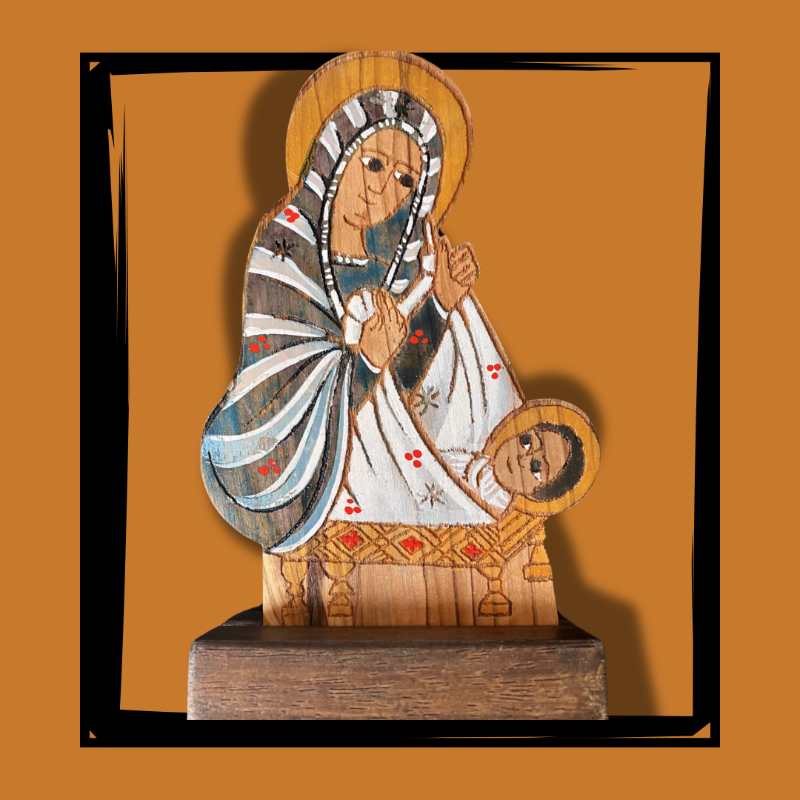 Madonna Maria per presepe in legno d'olivo dipinto a mano