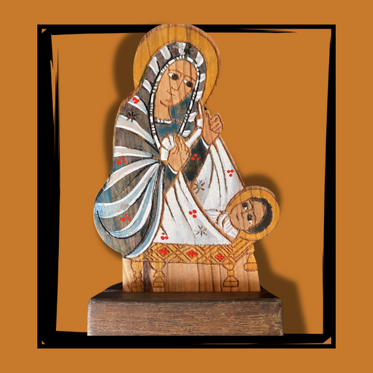 Madonna Maria per presepe in legno d'olivo dipinto a mano